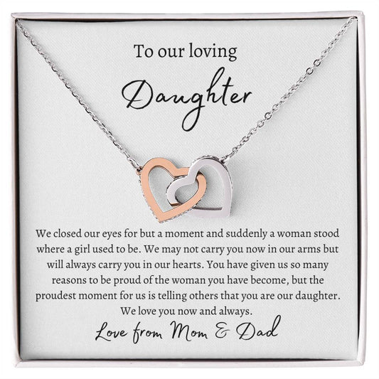 Interlocking hearts necklace for Daughter, from Mom & Dad